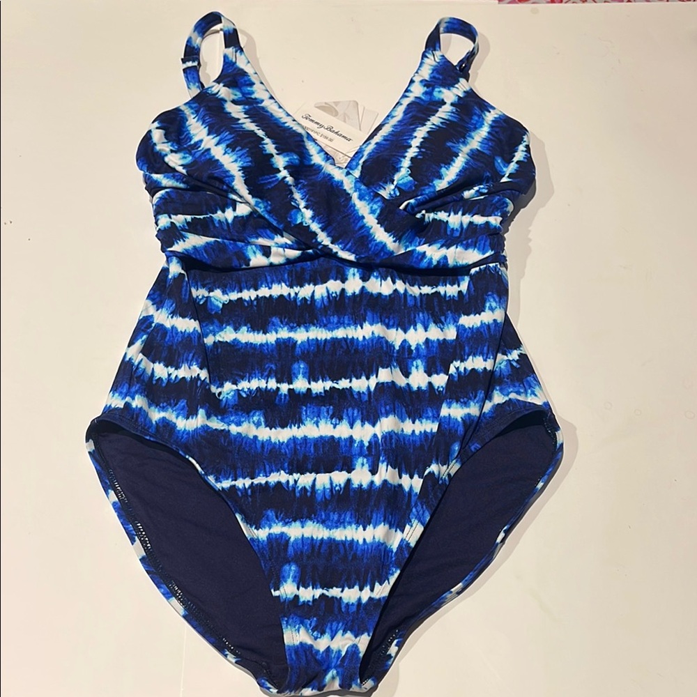Tommy bahama NWT sz 8 one piece swim tie dye blue white MSRP $159